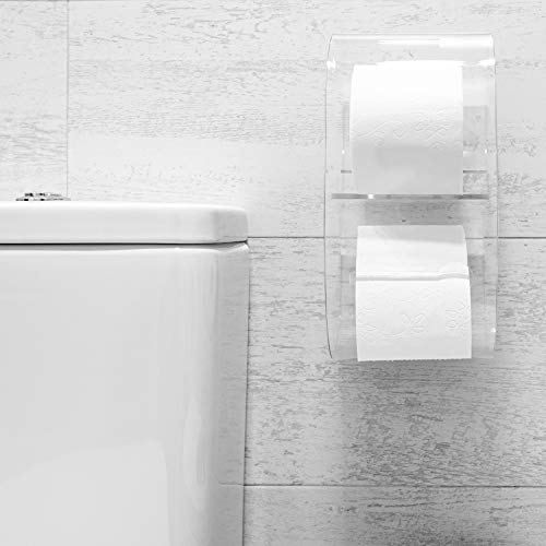 Portarrollos de papel higiénico de metacrilato de diseño y fácil instalación. Accesorio decoración baño soporte de rollo para pared del cuarto de baño. Dispensador de papel para WC. (Transparente)