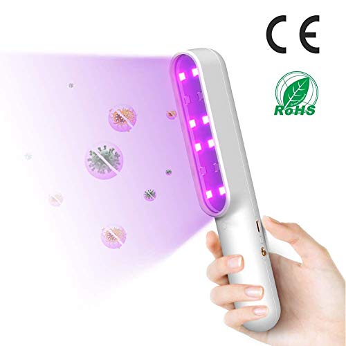 Portátil Germicida UV De La Lámpara De Desinfección Rápida, Cámara En Mano Luz Ultravioleta UVC Esterilizador De Luz Ideal para Los Viajeros Y Las Familias Cuidado del Bebé [Energética A +],Blanco