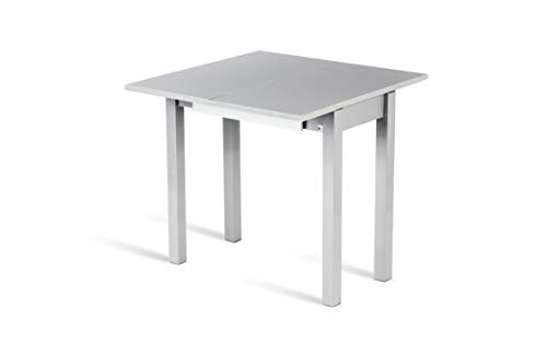 Portus Conjunto Romero - 1 Mesa Libro 80x40(80) (Cristal Blanco) + 2 taburetes (Blanco)