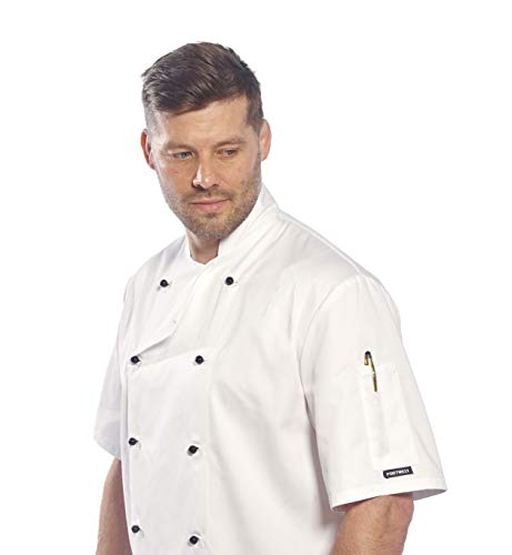 Portwest C734 - Chaqueta Kent cocineros, color Blanco, talla Medium