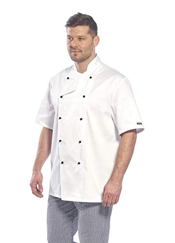 Portwest C734 - Chaqueta Kent cocineros, color Blanco, talla Medium