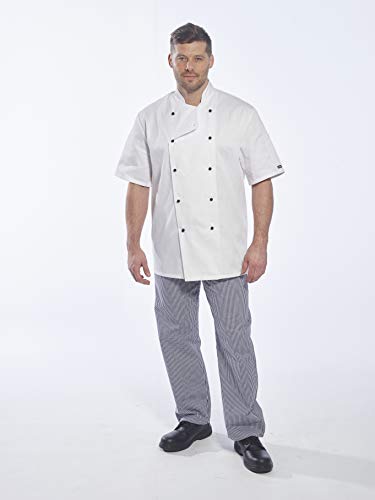 Portwest C734 - Chaqueta Kent cocineros, color Blanco, talla Medium