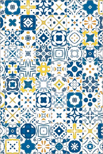 Posterlounge Lienzo 60 x 90 cm: Decorative azulejo Pattern de Editors Choice - Cuadro Terminado, Cuadro sobre Bastidor, lámina terminada sobre Lienzo auténtico, impresión en Lienzo