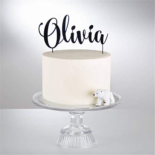 PotteLove - Decoración para tarta de cumpleaños personalizable con nombre personalizado, de acrílico, para boda, aniversario, decoración de tartas, oro rosa