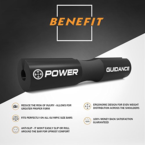 POWER GUIDANCE Barbell Squat Pad Protectora del Cuello y del Hombro Ideal para Squats, Lunges, Hip Thrusts, Levantamiento de Pesas y más