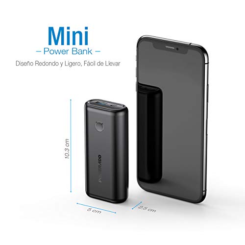 POWERADD EnergyCell Mini Power Bank 10000mAh Cargador Portátil Batería Externa con Salida de 2.4A Carga rápida para iPhone,Samsung,Xiaomi,Huawei,Tablets y más Dispositivos-Negro