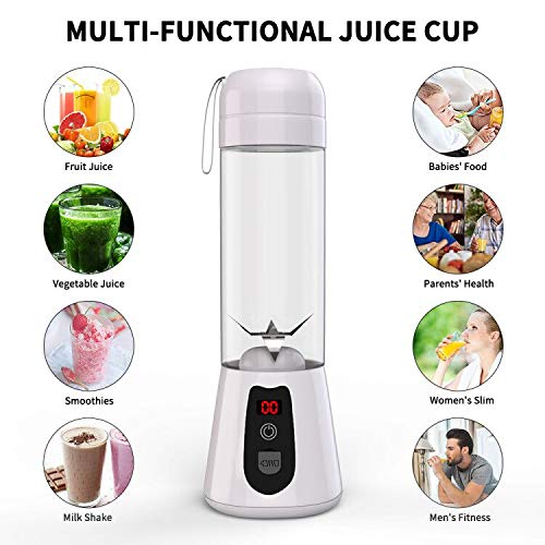 POWERAXIS Licuadora Portátil Personal, Mini Batidora de Vaso,Mezclador de Frutas eléctrico,Exprimidor Electrico Zumo USB Recargable,Seis Cuchillas 3D para Fruta, Verdura, Smoothies, Milkshake