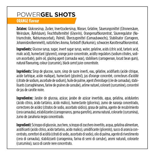 PowerBar PowerGel Shots Orange 16x60g - Gomas de Alta Energía de Carbono + C2MAX Magnesio y Sodio