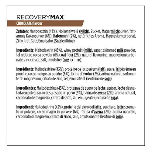 PowerBar Recovery Max Chocolate 1144g - Bebida de Suero de Leche de Regeneración con Carbohidratos + Magnesio y Zinc