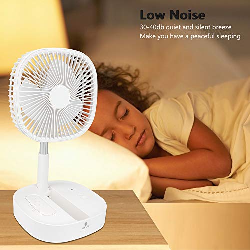 POWERGIANT Ventilador de Pie Portátil - Ventilador de Mesa Silenciosa 30dB con 4 Velocidades, Temporizador 4 Horas, Mando a Distancia, 7200mAh USB Recargable para Oficina en Casa al Aire Libre