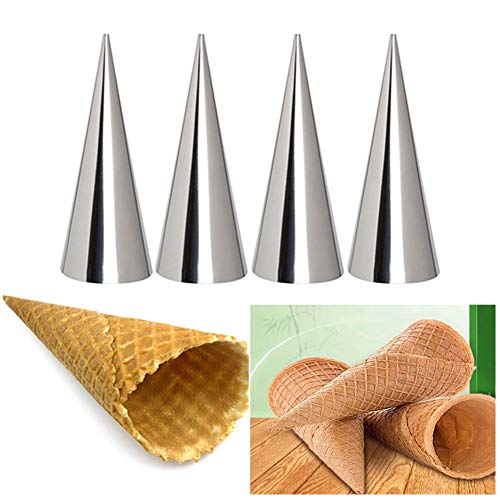 Poxcap 10 piezas de moldes de cuerno de crema cono molde tubular en forma de Cannoli Molde de tubos de acero inoxidable Croissant Formas para hornear Moldes Forma Roll Shapers Set