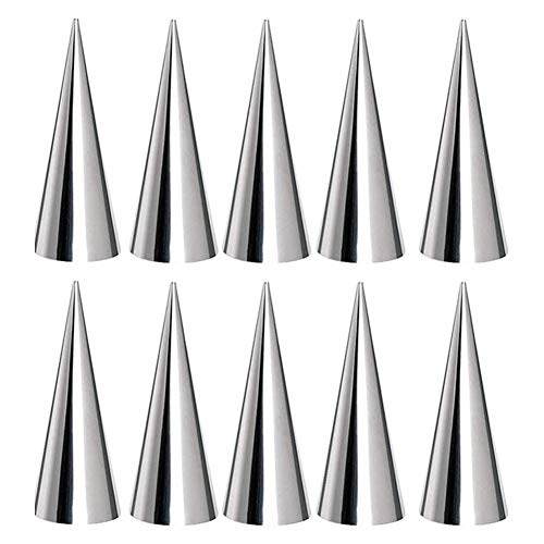 Poxcap 10 piezas de moldes de cuerno de crema cono molde tubular en forma de Cannoli Molde de tubos de acero inoxidable Croissant Formas para hornear Moldes Forma Roll Shapers Set