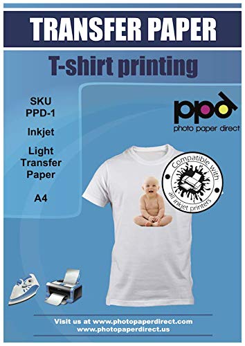 PPD A4 Papel De Transferencia Térmica Para Camisetas y Tejidos Blancos o Claros, 5 Hojas - PPD-1-5