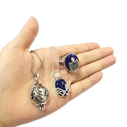 PPX The Vampire Diaries Daywalking Katherine Necklace Colgante Charm Necklace-Royal Blue y Vampire Diaries Daylight Walking Signet Anillo de Damon para los fanáticos, con caja transparente