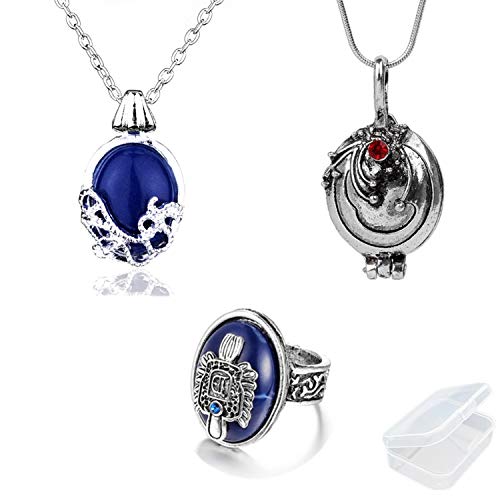 PPX The Vampire Diaries Daywalking Katherine Necklace Colgante Charm Necklace-Royal Blue y Vampire Diaries Daylight Walking Signet Anillo de Damon para los fanáticos, con caja transparente