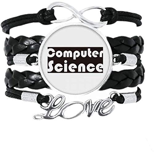 PQGHJ Pulsera Negra de Curso y Ciencia de la computación Principal, Accesorio de Amor, Pulsera de Cuerda Trenzada de Cuero, Regalo, Regalos para Mujeres