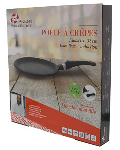 Pradel Excellence 52411 M – Sartén crepera 56 x 33.1 X 6 cm Negro/Blanco