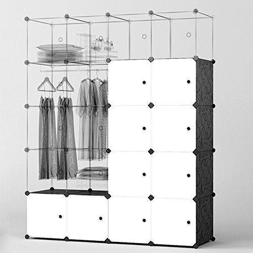 PREMAG Armario portátil para Colgar la Ropa, ropero Combinado, Armario Modular para Ahorrar Espacio, Ideal Organizador de Almacenamiento Cubo para Libros, Juguetes, Toallas (12-Cube)