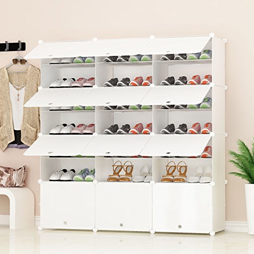 PREMAG Organizador de Almacenamiento de Calzado portátil Tower, Blanco, Estante de gabinete Modular para Ahorrar Espacio, estantes de Zapatero para Zapatos, Botas, Zapatillas 3 * 7