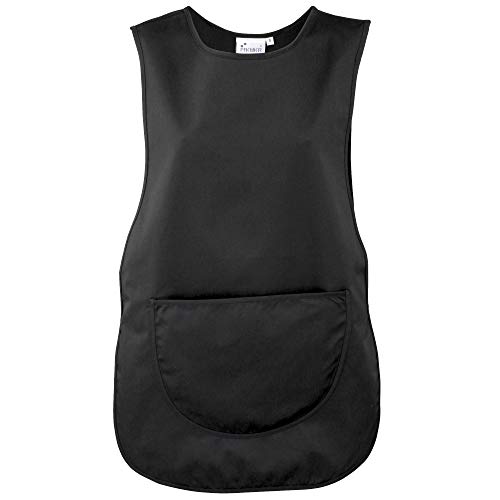 Premier - Delantal Tabardo/Peto con Bolsillo de Trabajo para Mujer señora (2XL) (Negro)