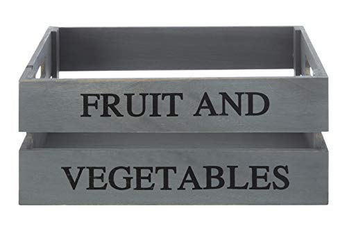 Premier Housewares - Cesta para Frutas y Verduras, Color Gris, Madera de Paulownia, Madera contrachapada