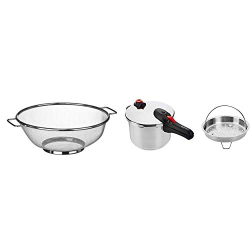 Premier Housewares - Colador con Asas (Acero Inoxidable) + AmazonBasics Olla a presión