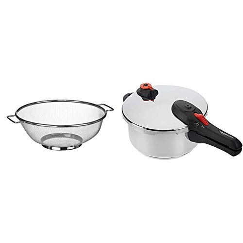 Premier Housewares - Colador con Asas (Acero Inoxidable) + AmazonBasics Olla a presión