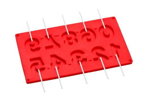 Premier Housewares - Molde de repostería para Cake Pop (Silicona, 10 Orificios), diseño de números, Color Rojo