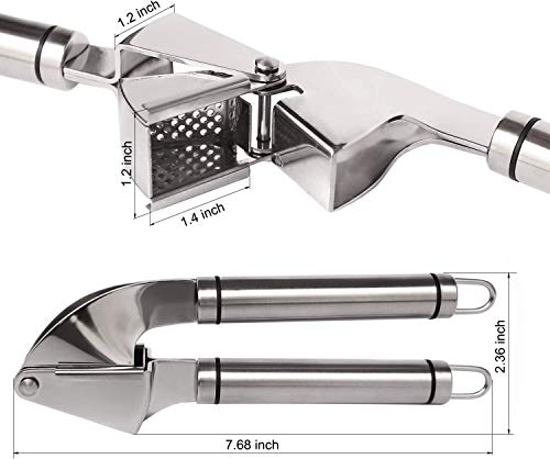 Prensa de Ajo Acero Inoxidable Trituradora, Máquina de picar, Exprimido Manualr para limones y Jengibre, Mango Antideslizante, utensilio de cocina, limpiar con facilidad.