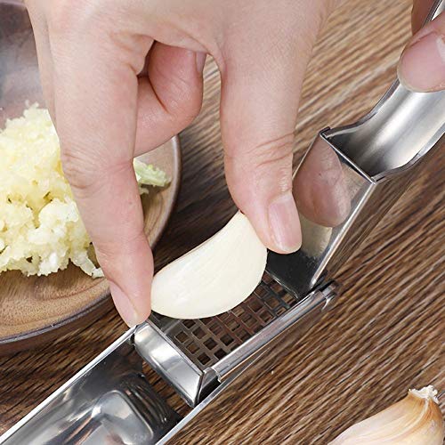 Prensa de ajos de acero inoxidable, profesional Garlic Press, cortador de ajos apto para lavavajillas, picadora de ajos doméstica, práctico utensilio de cocina, prensa de jengibre