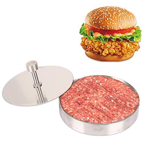 Prensa de carne de acero inoxidable para hamburguesas, de 3,7 x 0,7 pulgadas, para hacer hamburguesas, para hacer hamburguesas, para tortillas, carne/hamburguesas