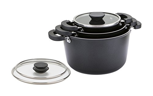 Prestige Kitchen Hacks batería de Cocina de 3 Piezas de Aluminio, Set de cazuelas antiadherentes, Juego de cazuelas de Calidad para Todo Tipo de cocinas, Incluidas de inducción