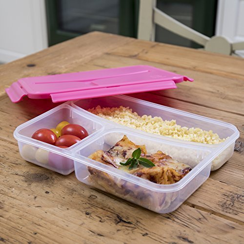 Pret a Paquet Bento Fiambreras con 3 Compartimientos, Porta Alimentos con Bolsa Termica, Apto Para Microondas Y Lavavajillas, Sin BPA, Fiambrera Infantil, Fiambrera para el Trabajo