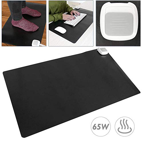 PrimeMatik - Alfombra y Superficie térmico con calefacción para Escritorio Suelo y pies de 60 x 36 cm 65W Negro