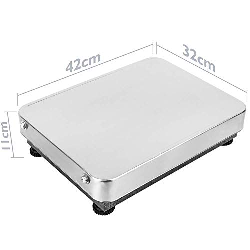 PrimeMatik - Balanza Industrial de Plataforma 42x32 cm. Báscula portátil de Acero Inoxidable 150 Kg