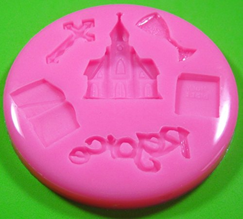 Primera Iglesia de la Comunión Religión Molde de silicona para la torta de Decoración Pastel de Cupcake Toppers Glaseado Sugarcraft Tool por Fairie Blessings