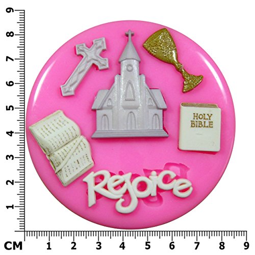 Primera Iglesia de la Comunión Religión Molde de silicona para la torta de Decoración Pastel de Cupcake Toppers Glaseado Sugarcraft Tool por Fairie Blessings