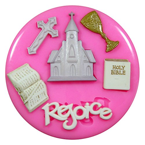 Primera Iglesia de la Comunión Religión Molde de silicona para la torta de Decoración Pastel de Cupcake Toppers Glaseado Sugarcraft Tool por Fairie Blessings