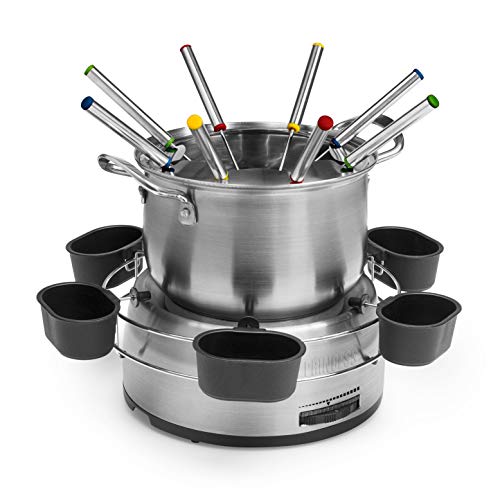 Princess 172680 Set Fondue familiar, Volumen 1.2 L, 800 W, Con cuencos para salsa, Acero Inoxidable