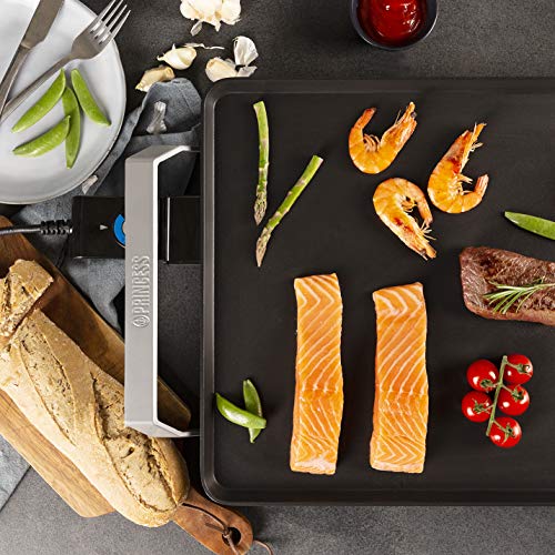 Princess Table Chef Premium 103120 Plancha extragrande XXL, con doble elemento calefactor, 60 x 36 cm