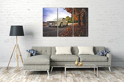 Printed Paintings Impresión sobre Lienzo 3 Partes(120x80cm): Fotos de Coches Lancia Delta Blanco