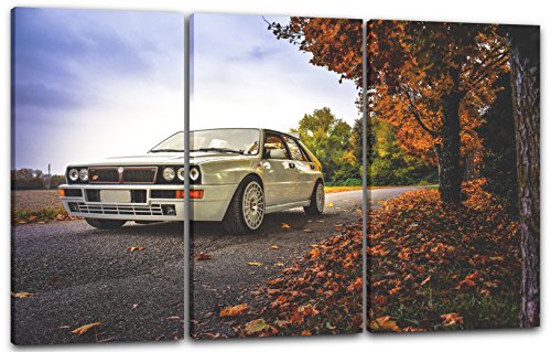 Printed Paintings Impresión sobre Lienzo 3 Partes(120x80cm): Fotos de Coches Lancia Delta Blanco