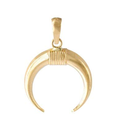 PRIORITY Colgante de Oro 18K Media Luna gallón Estampado Colgante de Oro, Colgante Media Luna, Colgante Media Luna en Oro, Colgante de protección, Colgante de la Suerte, Colgante de Mujer