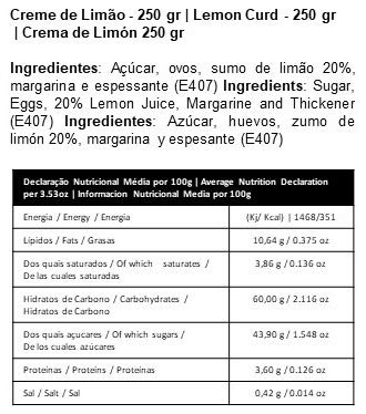 PRISCA Crema de Lemon Curd - 250 gr