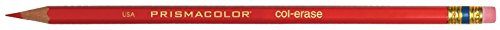 Prismacolor Col-Erase Pencil with Eraser, Carmine Red Lead/Barrel, 12-Count