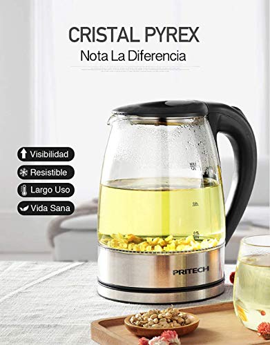 PRITECH - Hervidor de Agua Compacto de 1,2 litro de Capacidad, Ultra silencioso,1630W de Potencia y Sistema de protección contra la ebullición en seco (1.2 litros) KA-091