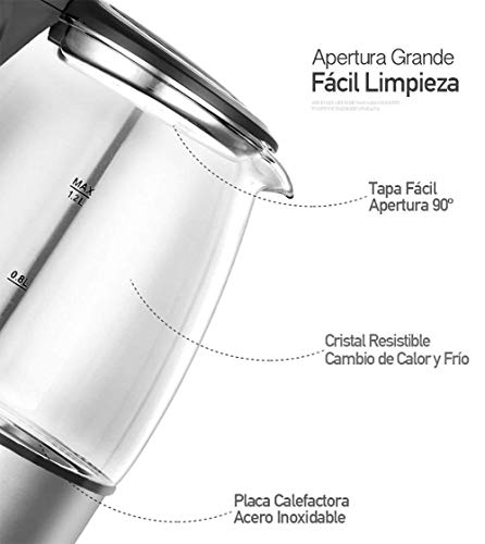 PRITECH - Hervidor de Agua Compacto de 1,2 litro de Capacidad, Ultra silencioso,1630W de Potencia y Sistema de protección contra la ebullición en seco (1.2 litros) KA-091