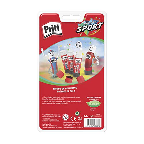 Pritt Barra Adhesiva, pegamento infantil seguro para niños para manualidades, cola universal de adhesión fuerte para estuche escolar y oficina, 3+1 x 11 g Pritt Stick