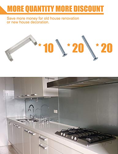 Probrico 10 Piezas Tiradores Cocina Centro del Orificio 192mm Niquel pulido Tiradores Armario Acero Inoxidable Tiradores Muebles, Tornillos incluidos