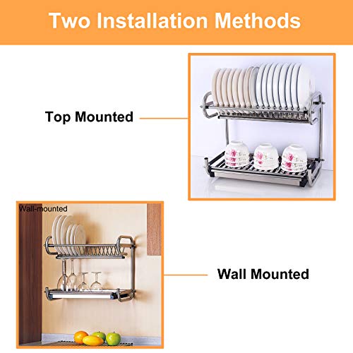 Probrico - Escurreplatos, acero inoxidable 304, 2 pisos, de pie o de pared, DRA03